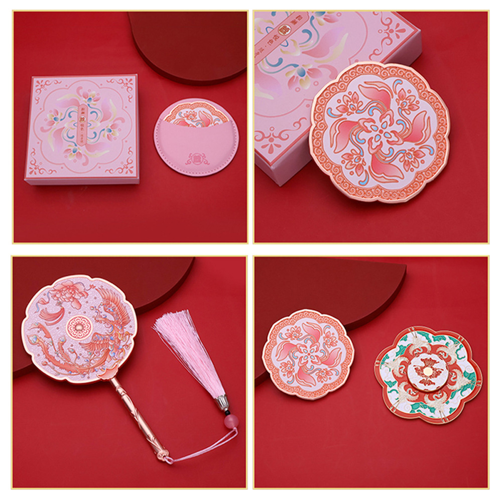 金属化妆镜定制手持随身镜古风文创手柄镜子景区博物馆纪念品