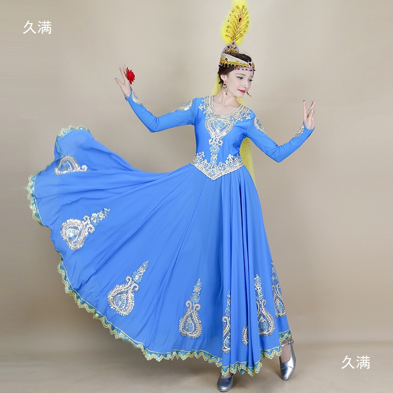 新疆舞演出服款连衣裙套装民族特色舞服维吾尔族女士大摆长裙